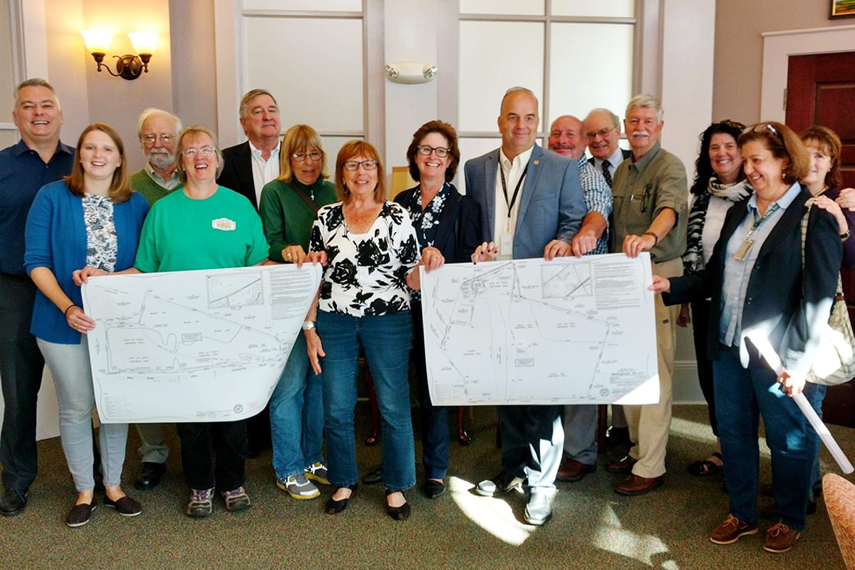 Celebrating the protection of Strong Farm with representatives from CFT, USDA-Natural Resources Conservation Service, Northern CT Land Trust, Meetinghouse Hill, LLC, and the Strong family.