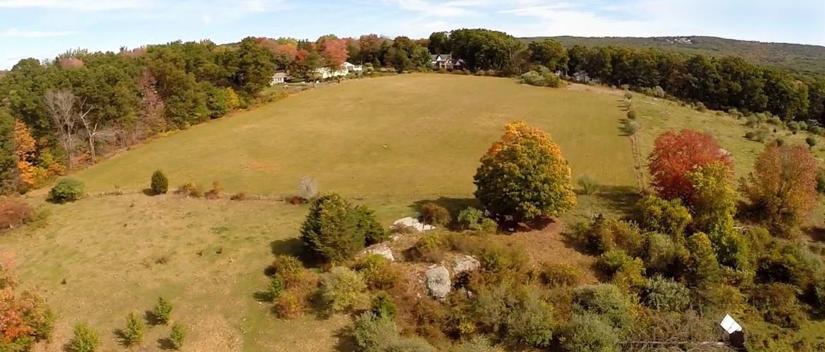 aerial view of the farm in the fall